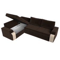 Угловой диван Николь (микровельвет коричневый бежевый) - Изображение 5
